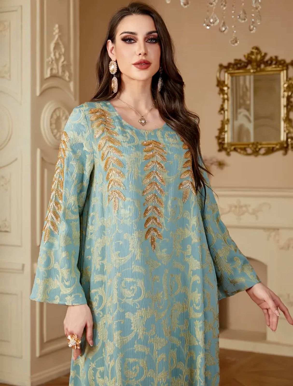 Elegant, glittering, embellished jalabiya abaya for women