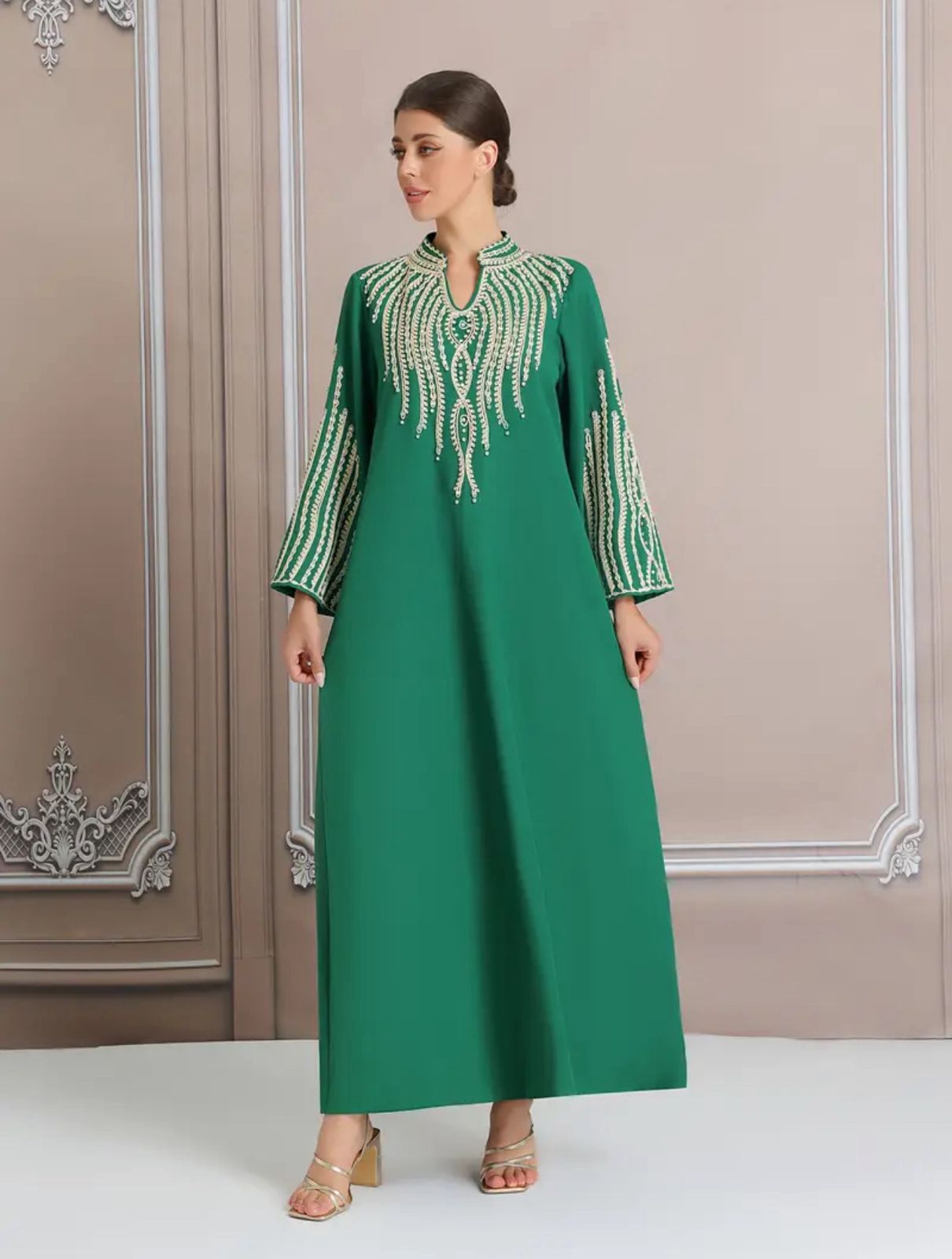 Elegant, glittering, embellished jalabiya abaya for women