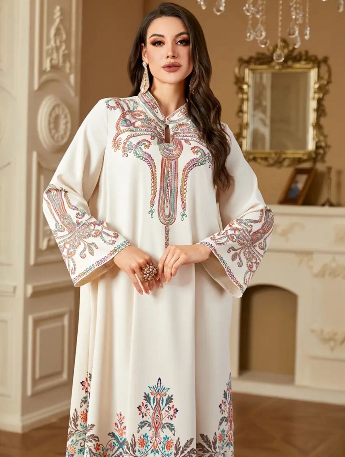 Elegant, glittering, embellished jalabiya abaya for women