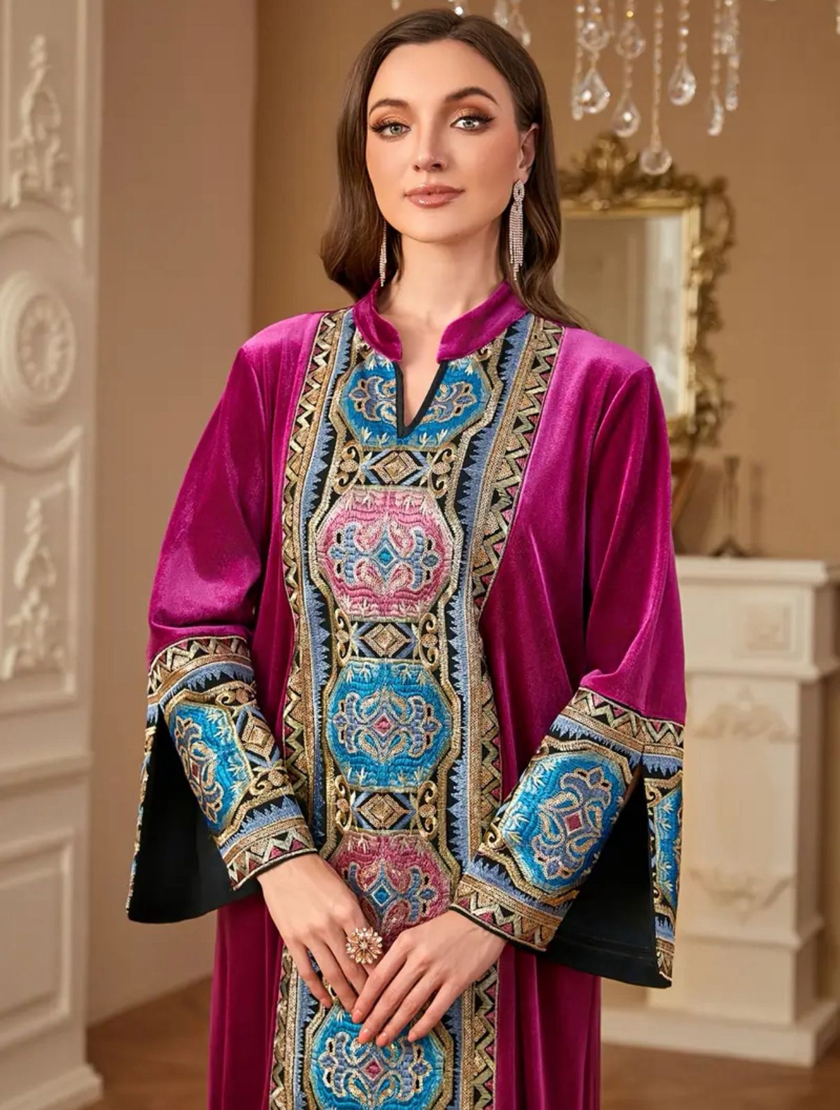 Modest Mesh Abaya Printing Long Robe Daily Casual Wear Islamic Clothing Turkish Robe